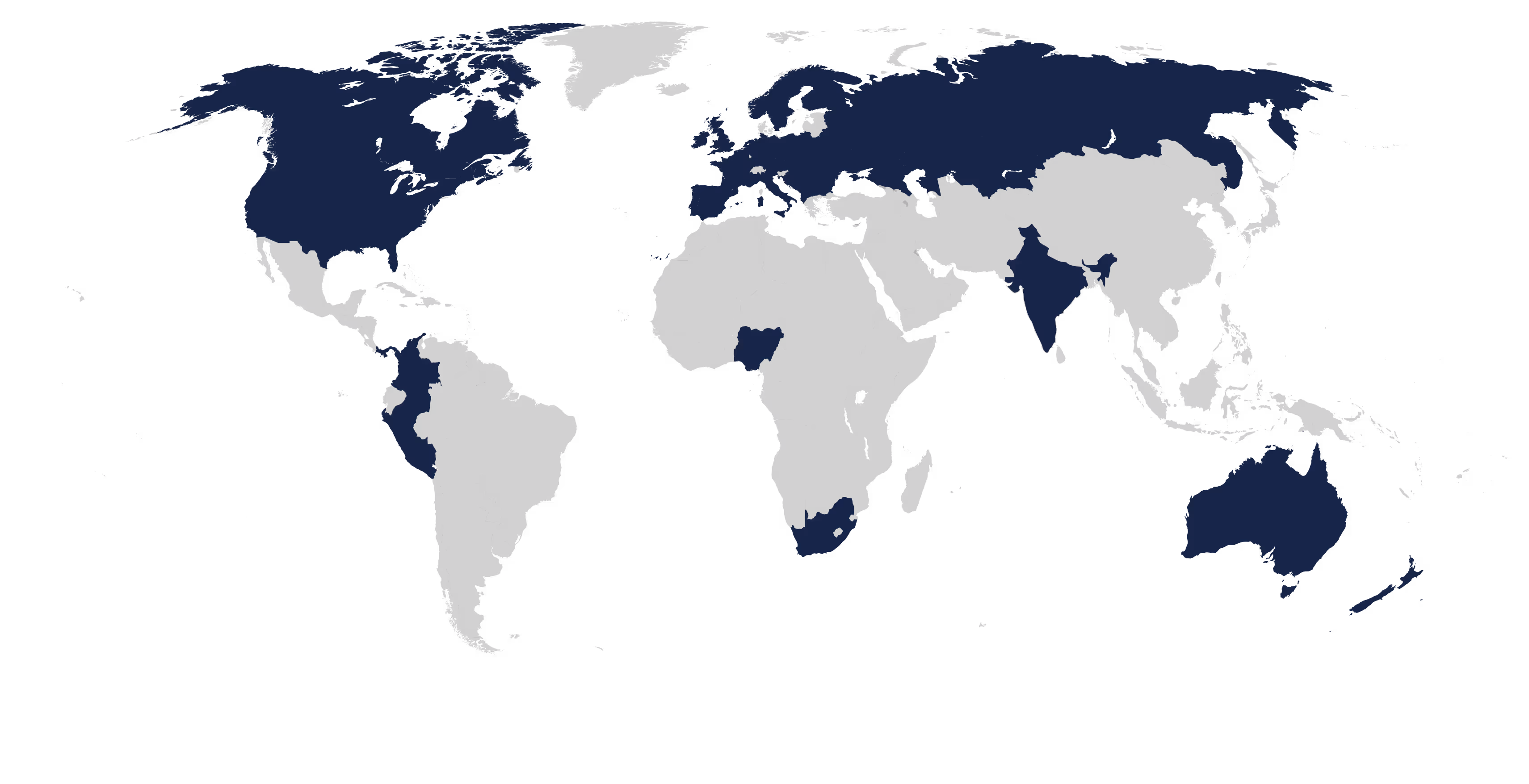 World map showing global reach
