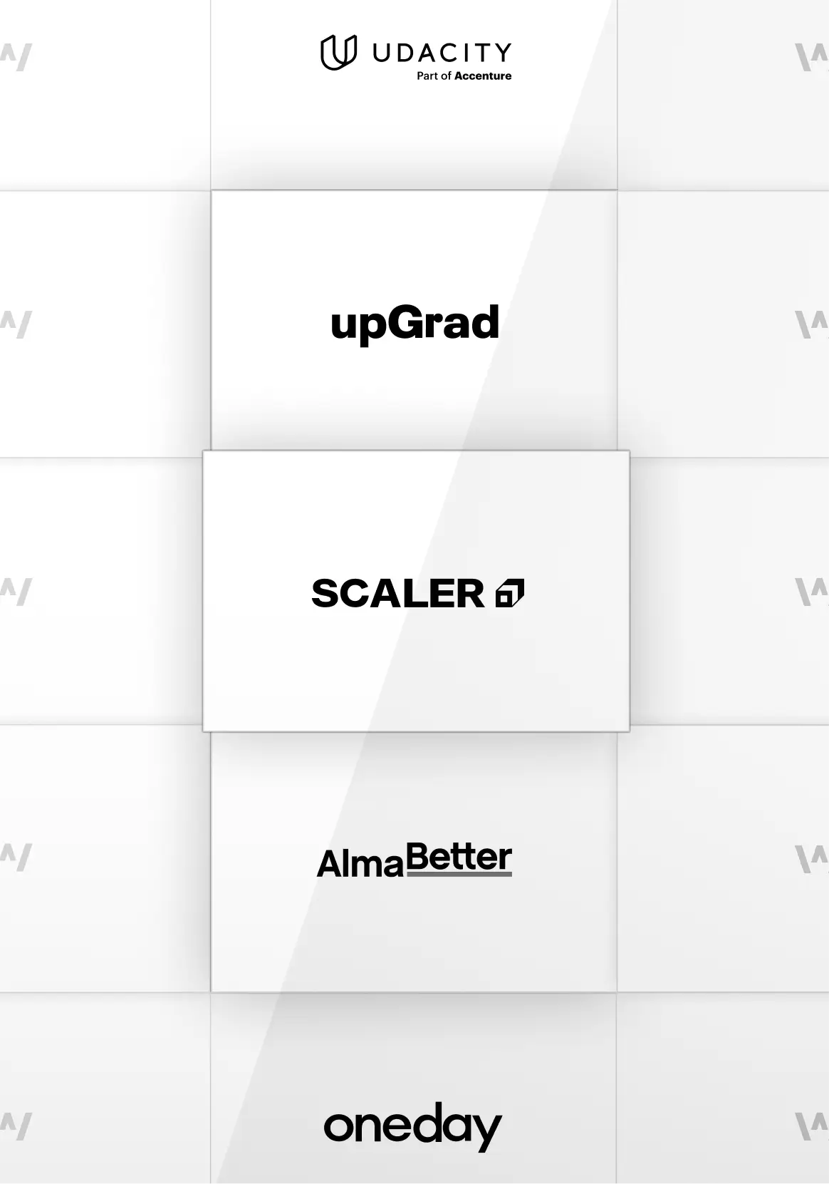 Scalar, Upgrad, Aimabetter ad Oneday in a lopping marquee